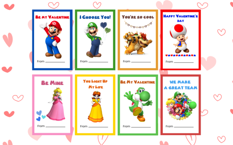 Free Printable Super Mario Valentine&rsquo;s Day Cards