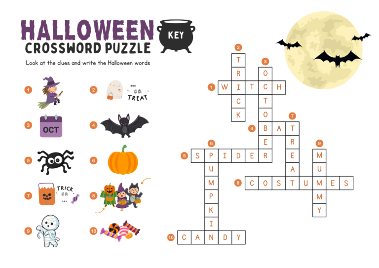Free Printable Halloween Crossword Puzzle for Kids